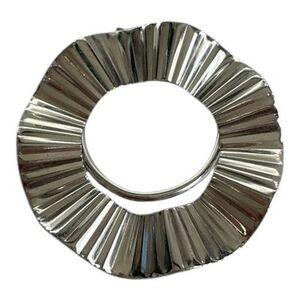 Vintage Jeri Lou Silver Tone Ruffled Round Scarf Clip Pin 1.5 Excellent